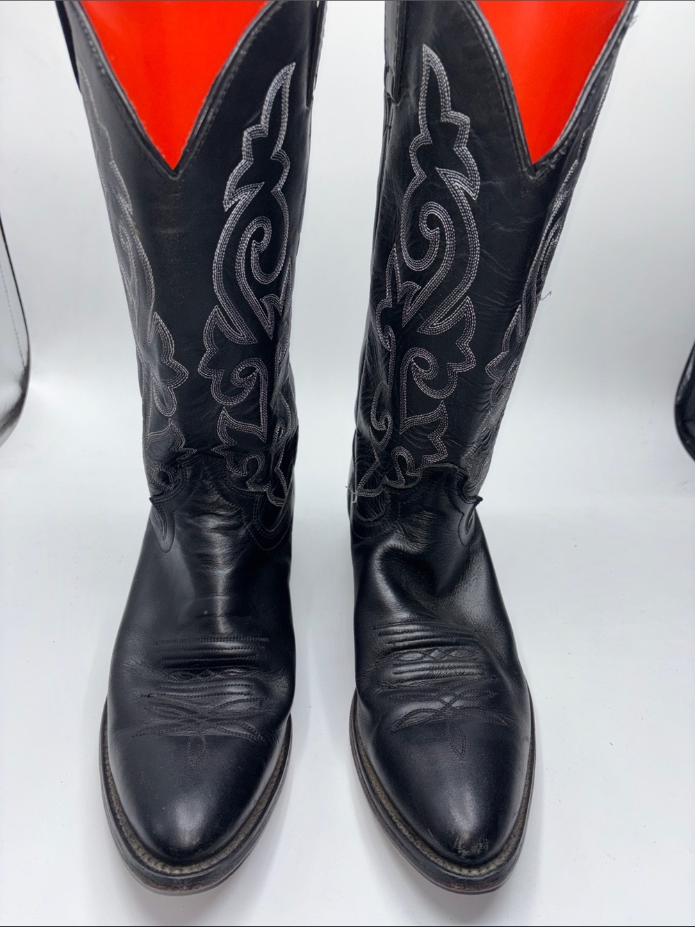 Justin Men's Black Calfskin Round Toe Western Boots Size 10D Style 1409